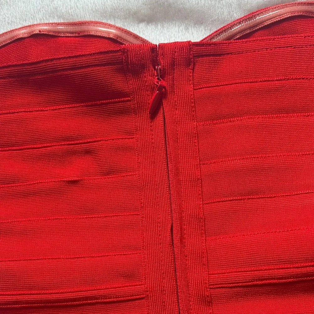 Celeb Boutique Elegant Red Strapless Dress - Picture 3 of 7
